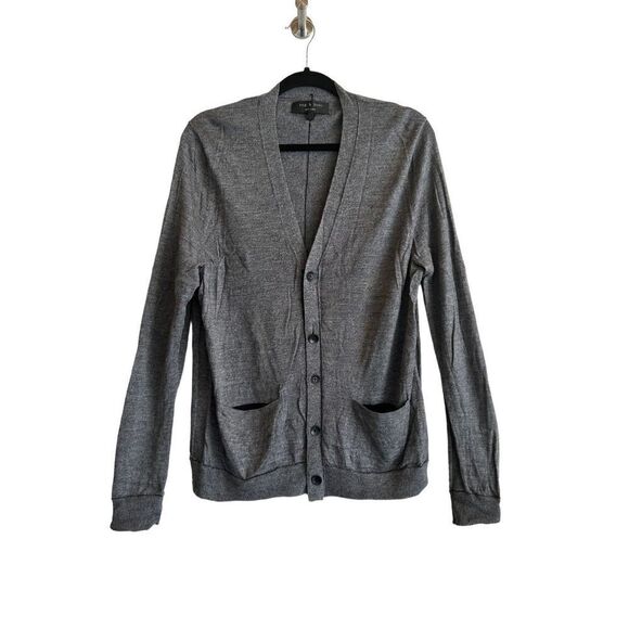 Rag & Bone Knitted Wool Button Front Cardigan Sweater Womens Gray Size Large - Picture 1 of 6